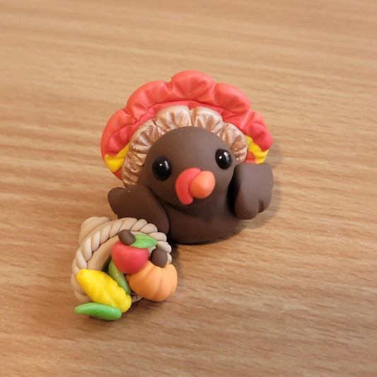 Mini Thanksgiving Turkey, Handmade Clay Turkey