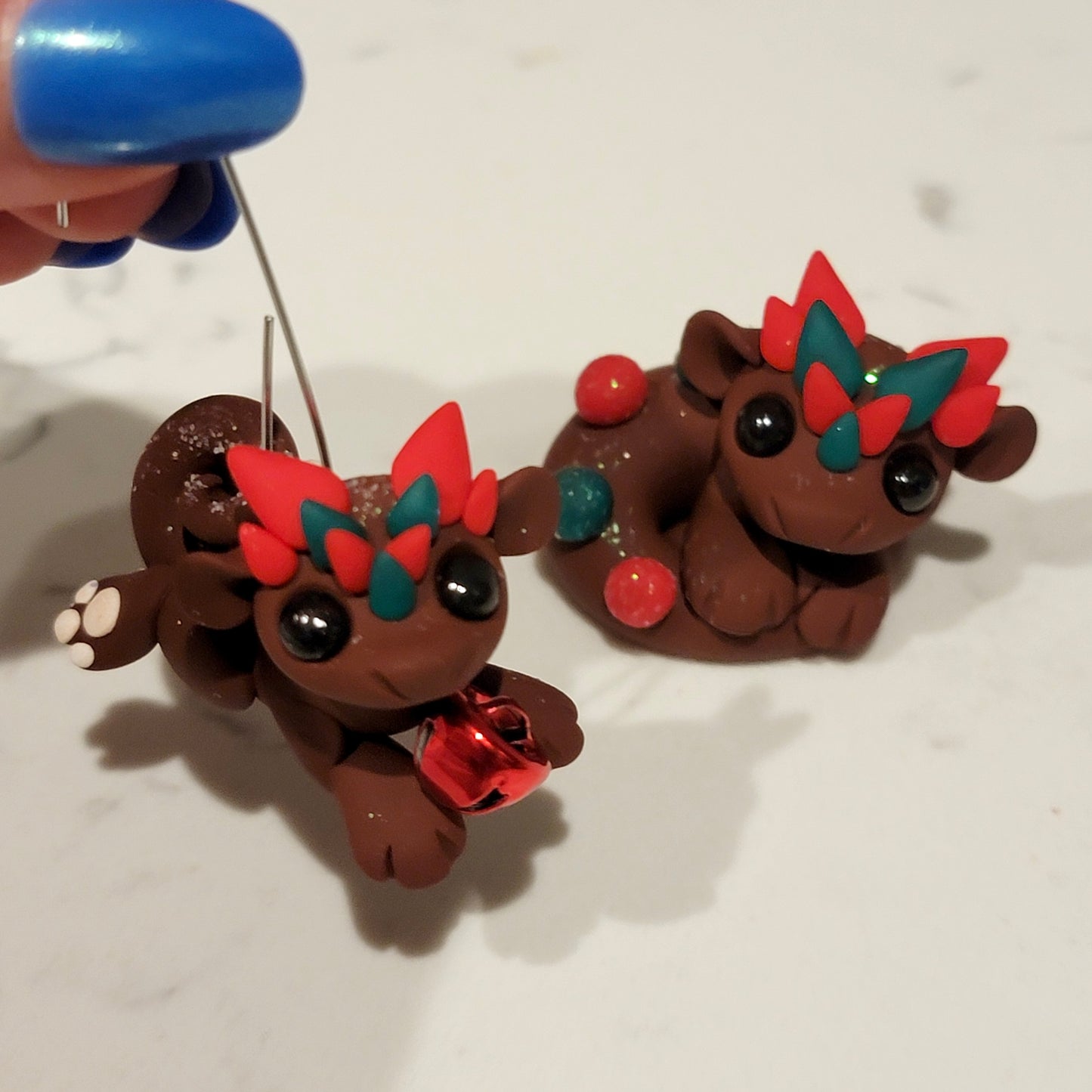 Mini Gumdrop Dragon Pair, Handmade Clay Dragons