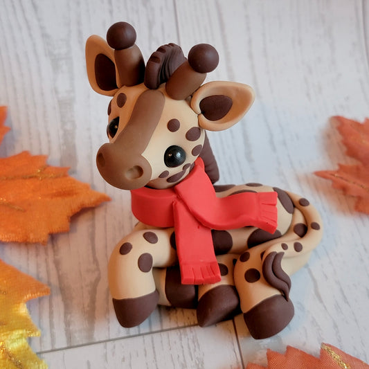 Jumbo Fall Giraffe “Crispin”, Handmade Clay Giraffe