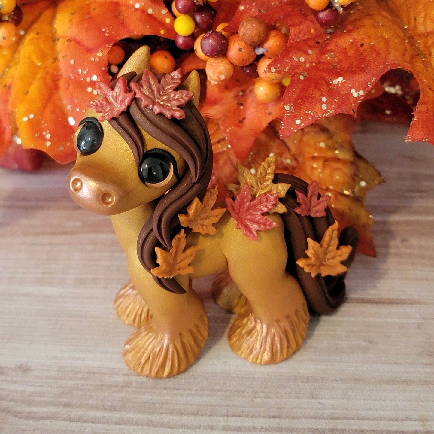 Fall Leaves Horse “Brunette”, Horse Sculpture