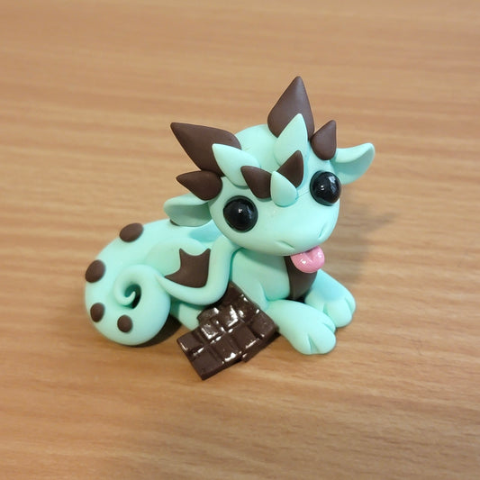 Mini Mint Chocolate Chip Dragon, Handmade Clay Dragon