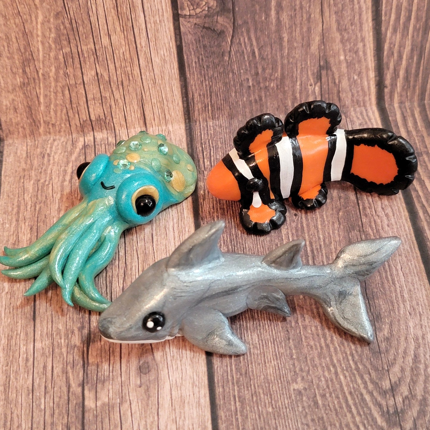 Ocean Trio, Clownfish, Shark, & Squid