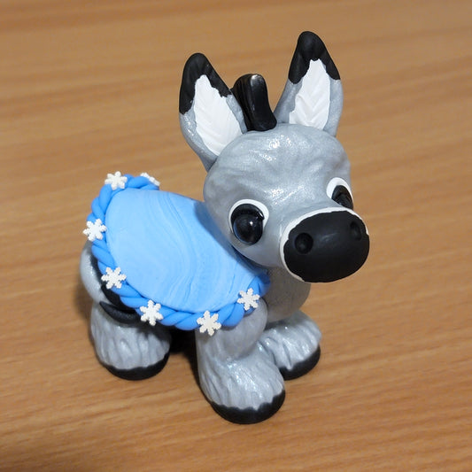 Cuddly Donkey “Avalanche”, Handmade Clay Donkey