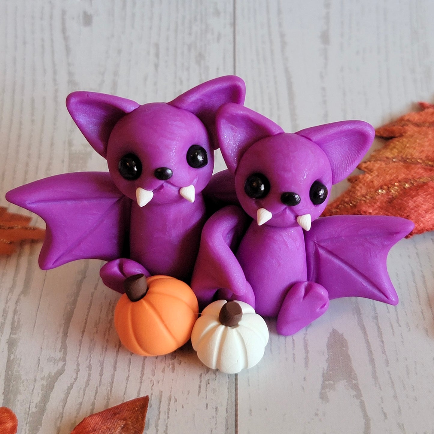 Vampire Pumpkin Bats “Grape & Soda”, Handmade Clay Bats