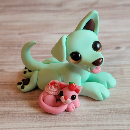 Mint Choc. Chip Pup and Strawberry Ice Cream Kitty, Pets Figurine