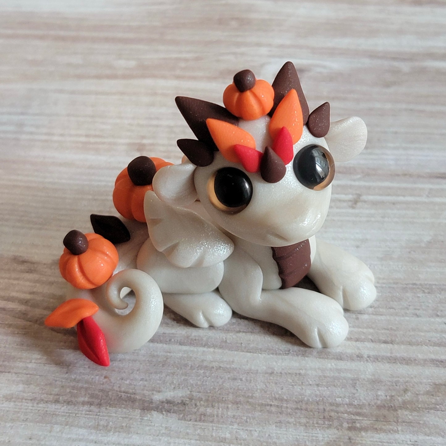 Mini Fall Harvest Dragon, Handmade Clay Dragon