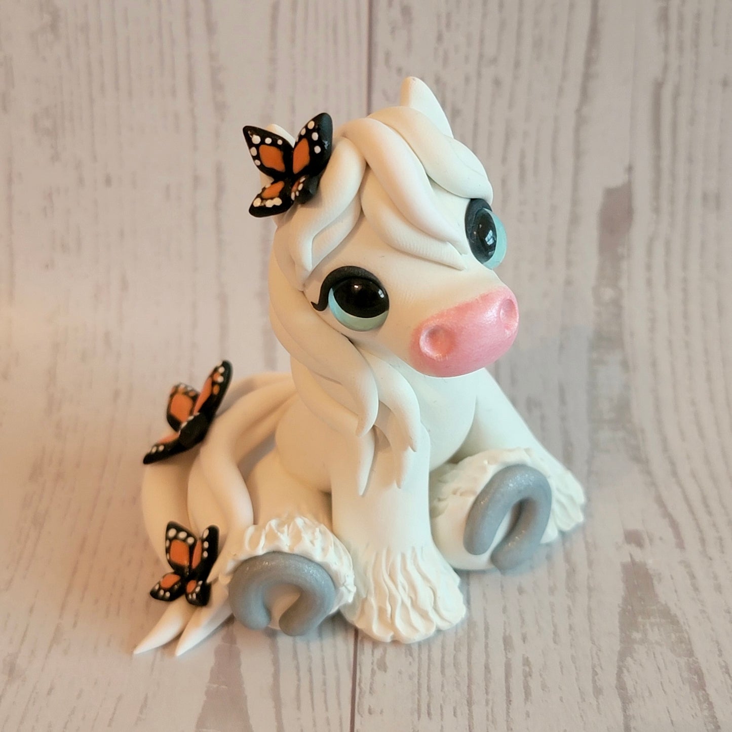 Butterfly Pony “Cotton”, Handmade Clay Pony
