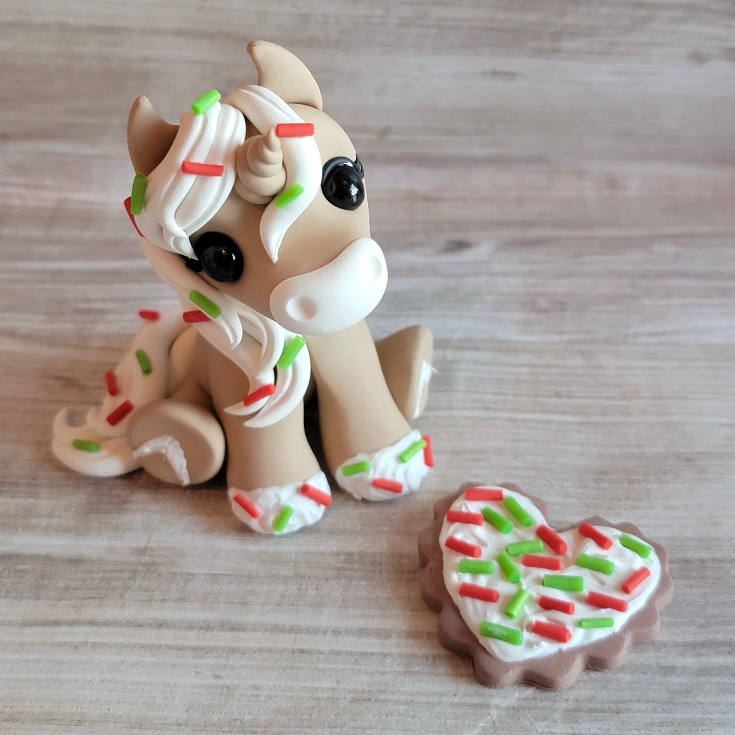 Christmas Sugar Cookie Unicorn “Frosting”, Handmade Clay Unicorn