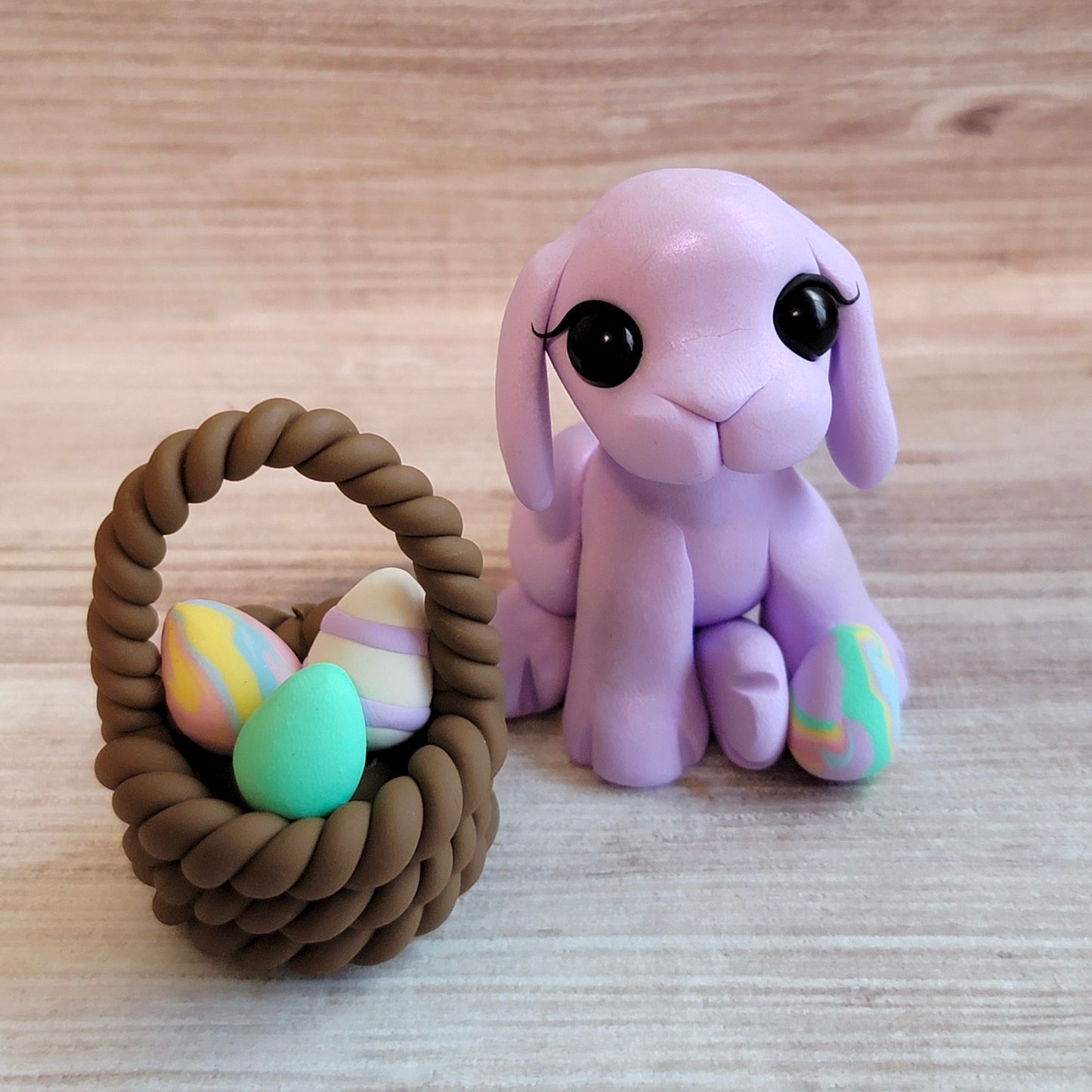 Easter Egg Bunny “Lavender”, Handmade Clay Bunny