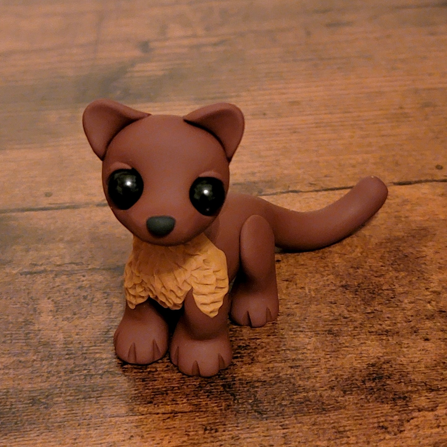 Pine Marten “Peanut”, Handmade Clay Weasel