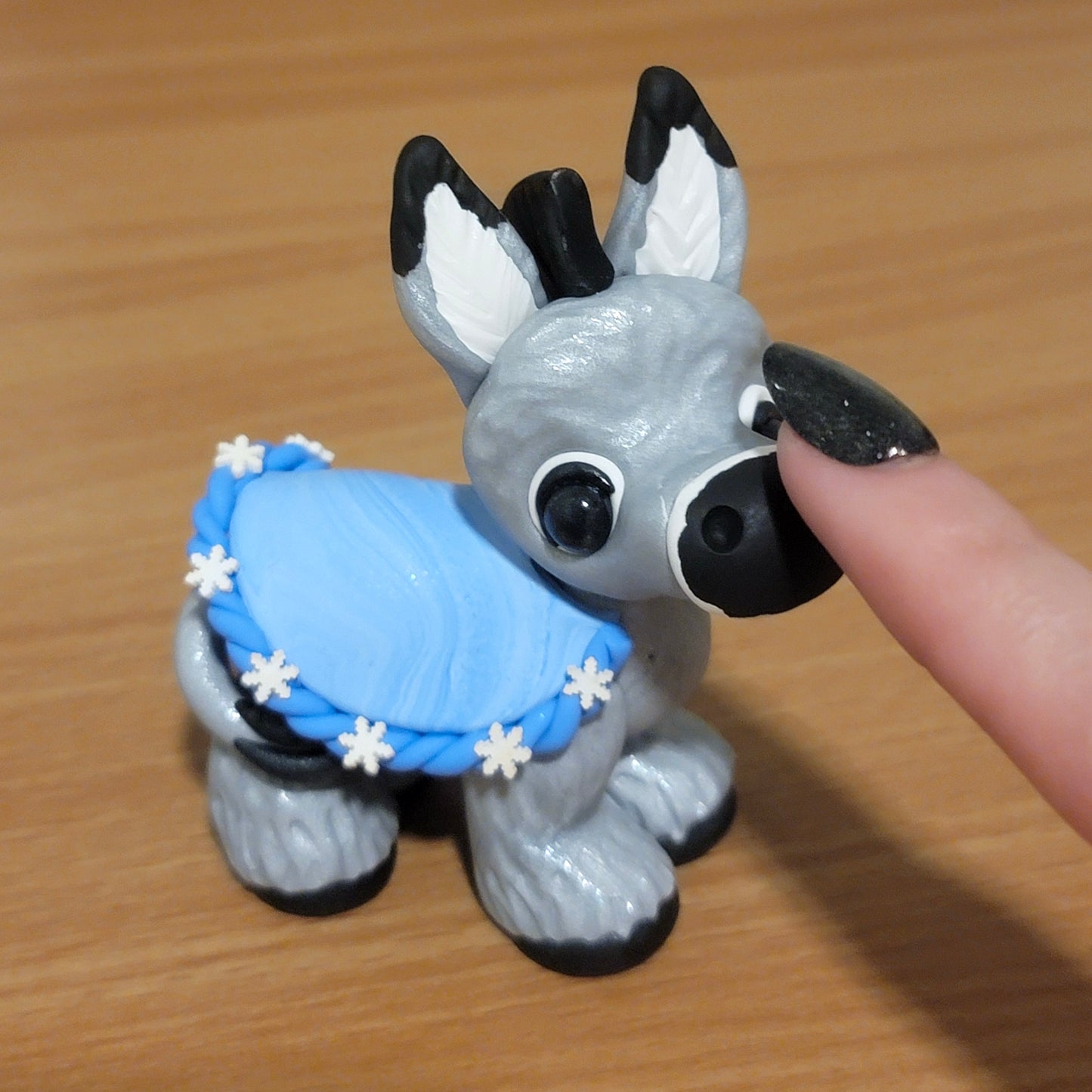 Cuddly Donkey “Avalanche”, Handmade Clay Donkey