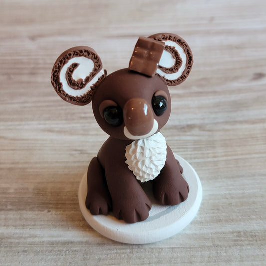 Chocolate Cake Roll Koala, Handmade Clay Koala