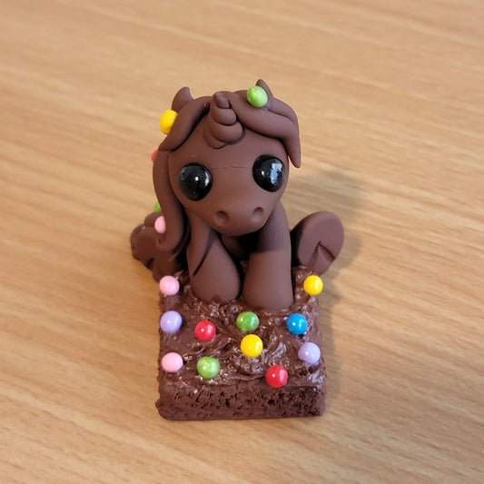Mini Galaxy Brownie Unicorn “Sprinkles”, Handmade Clay Unicorn
