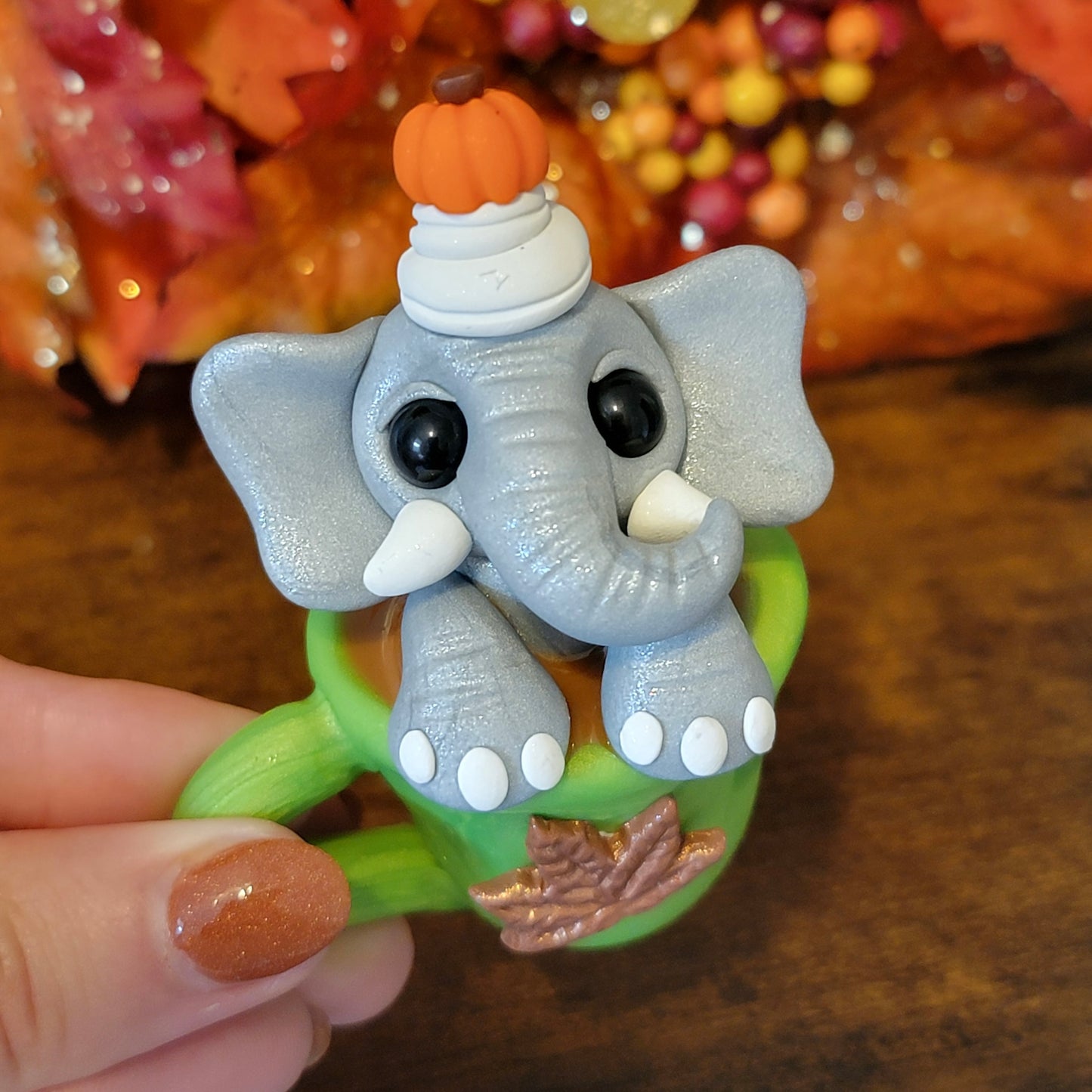 Pumpkin Spice Latte Elephant, Elephant Sculpture