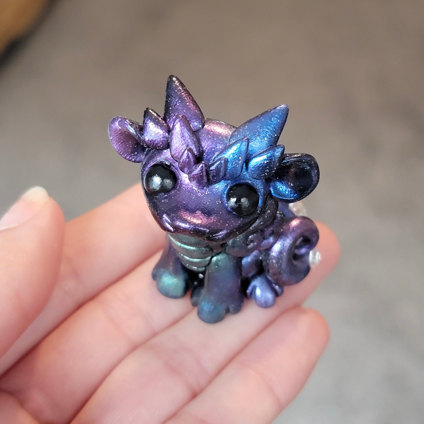 Mini Galaxy Dragon, Handmade Clay Dragon