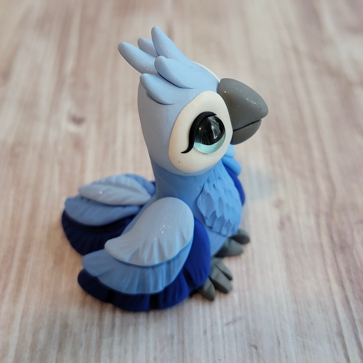 Blue Macaw “Azul”, Handmade Clay Parrot
