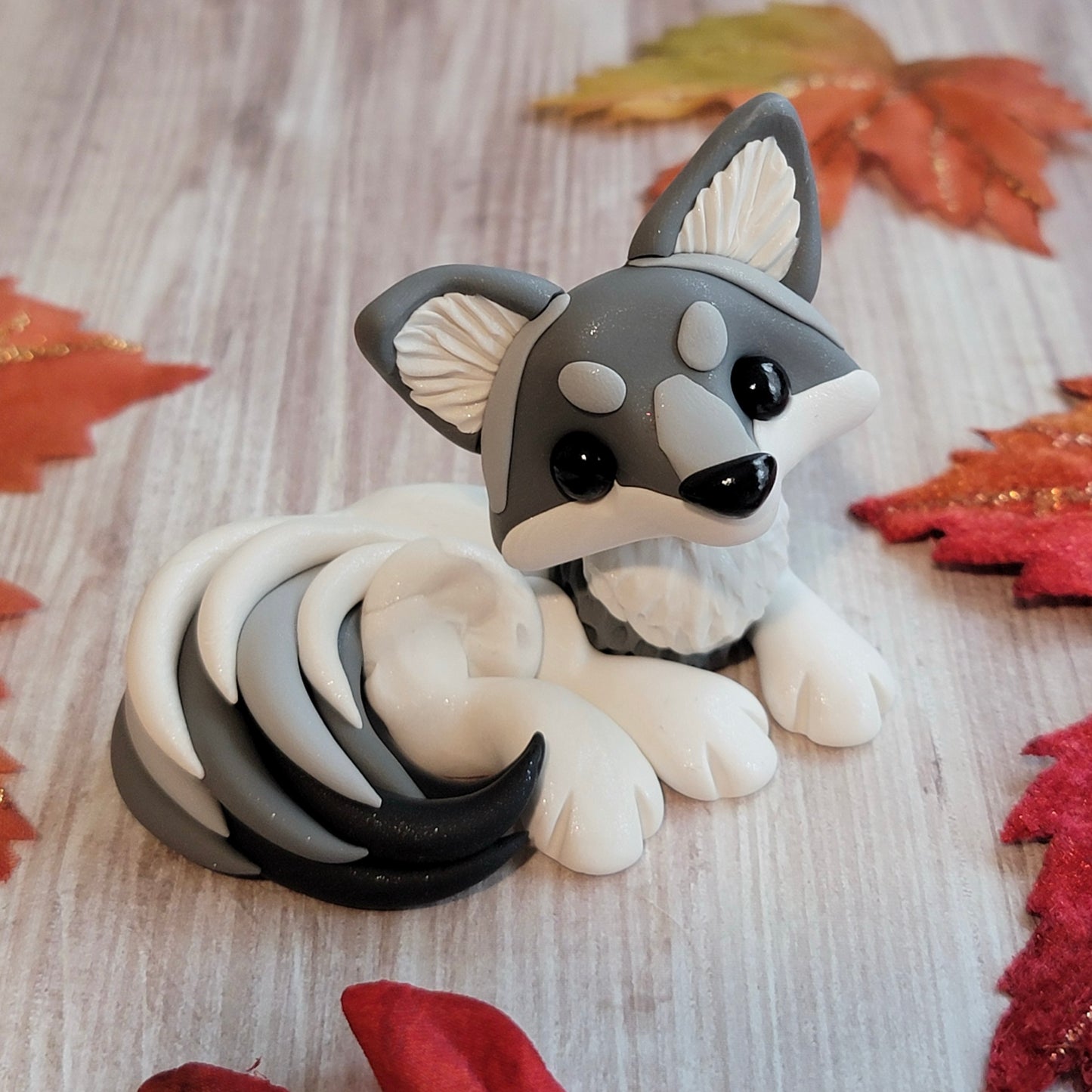 Gray Wolf “Alaska”, Handmade Clay Wolf