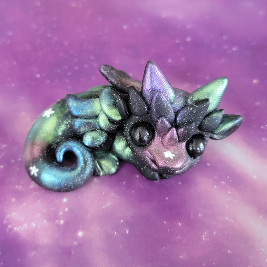 Mini Galaxy Star Dragon, Handmade Clay Dragon