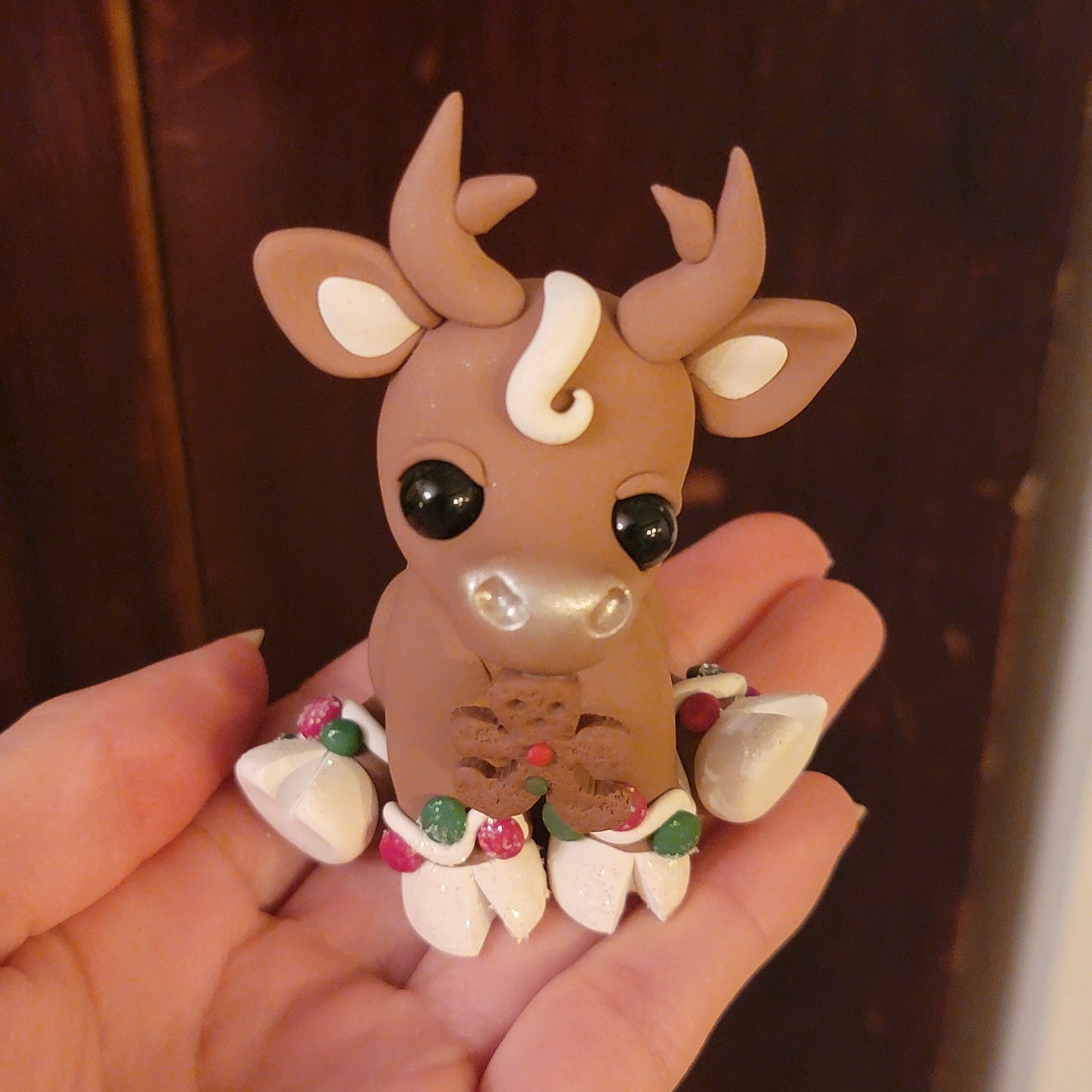 Baby Gingerbread Reindeer “Cookie”, Reindeer Sculpture