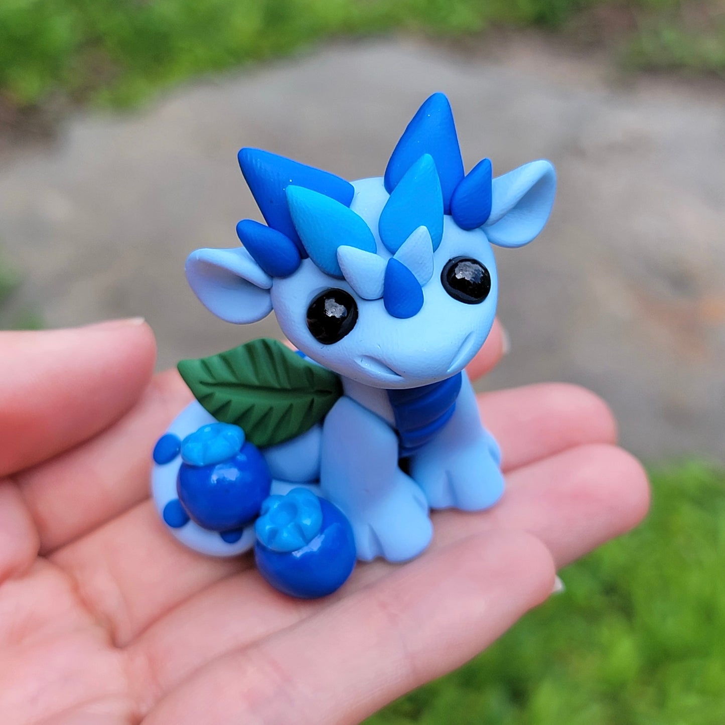 Mini Blueberry Dragon, Handmade Clay Dragon
