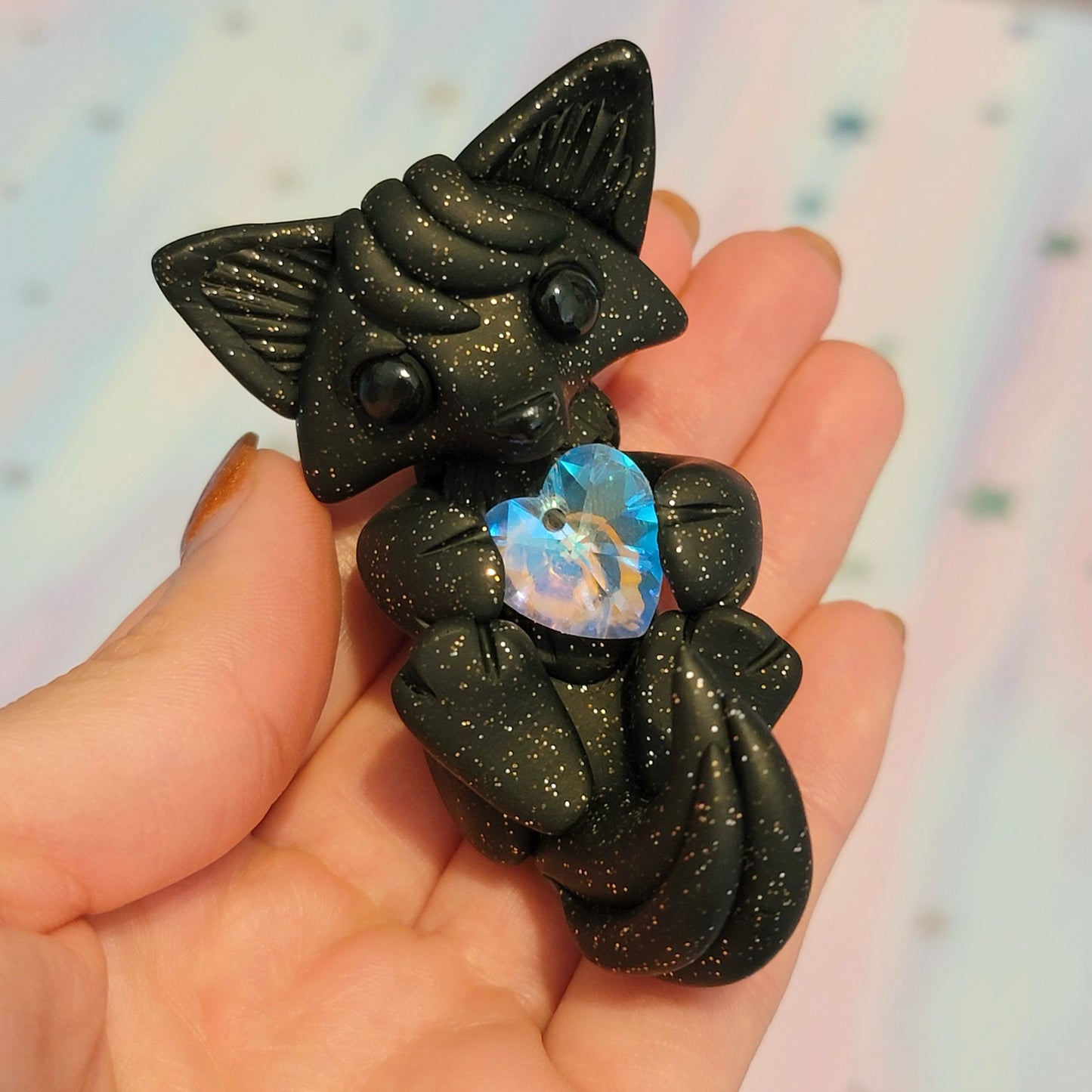 Black Crystal Heart Fox