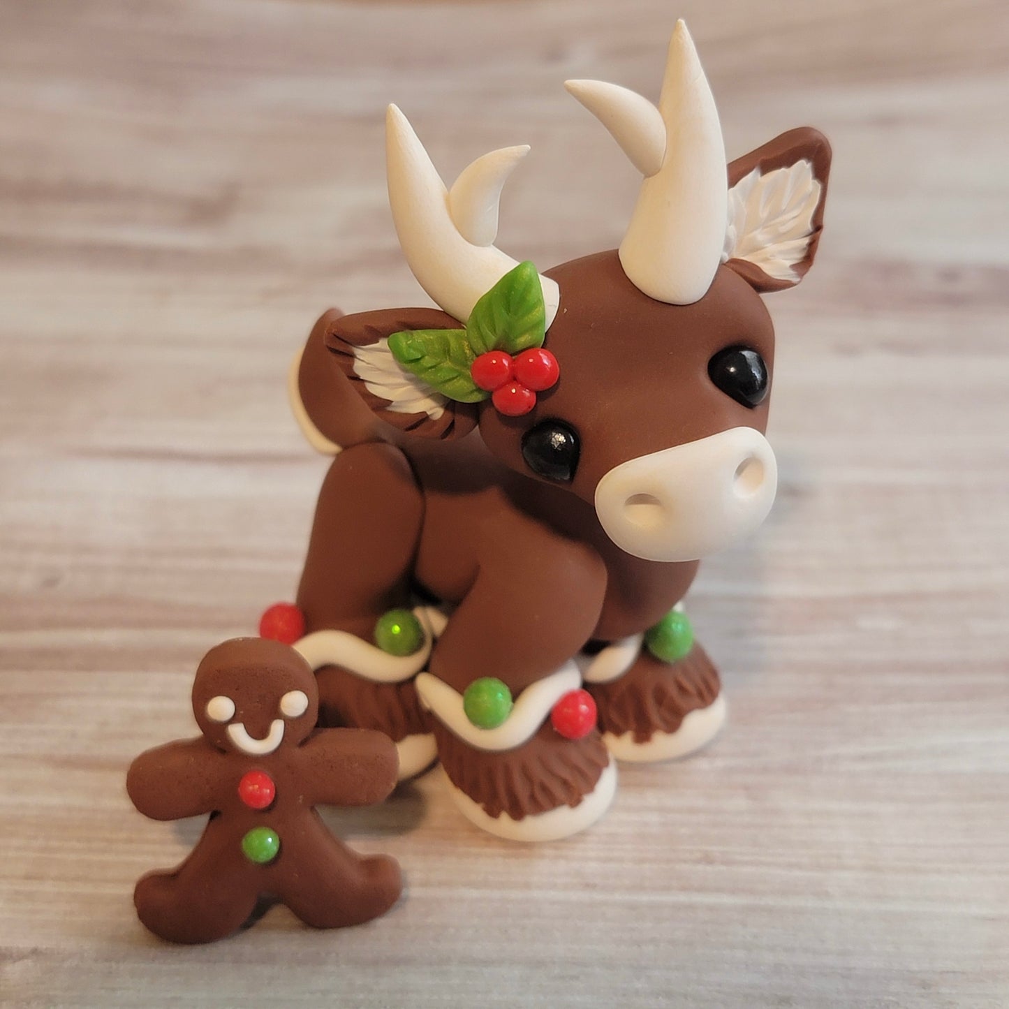 Gingerbread Reindeer “Cookie”, Handmade Clay Reindeer