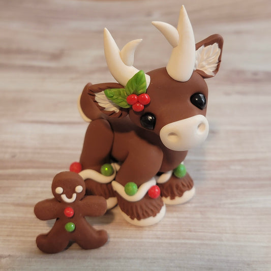 Gingerbread Reindeer “Cookie”, Handmade Clay Reindeer