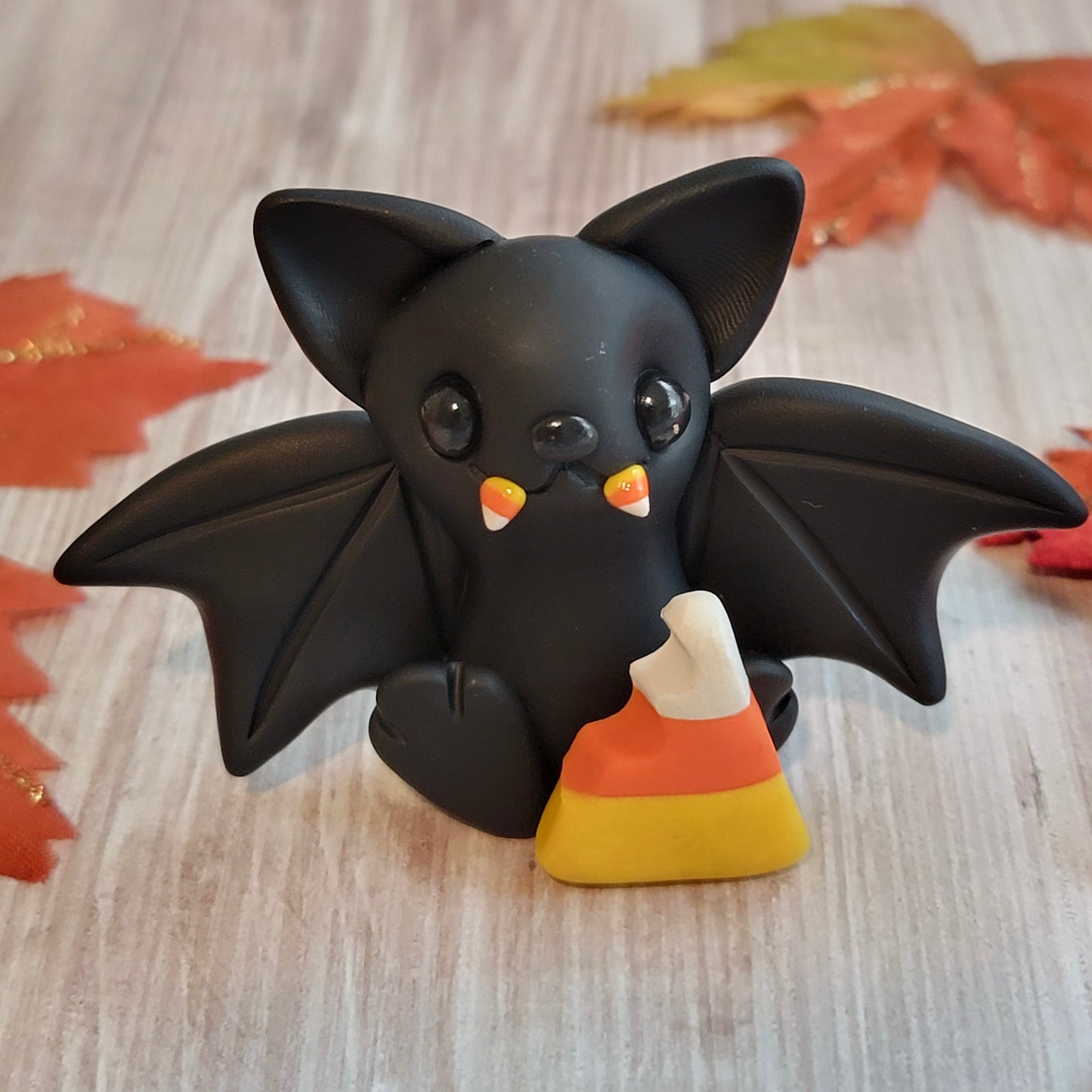 Candycorn Vampire Bat “Sweetooth”, Handmade Clay Bat