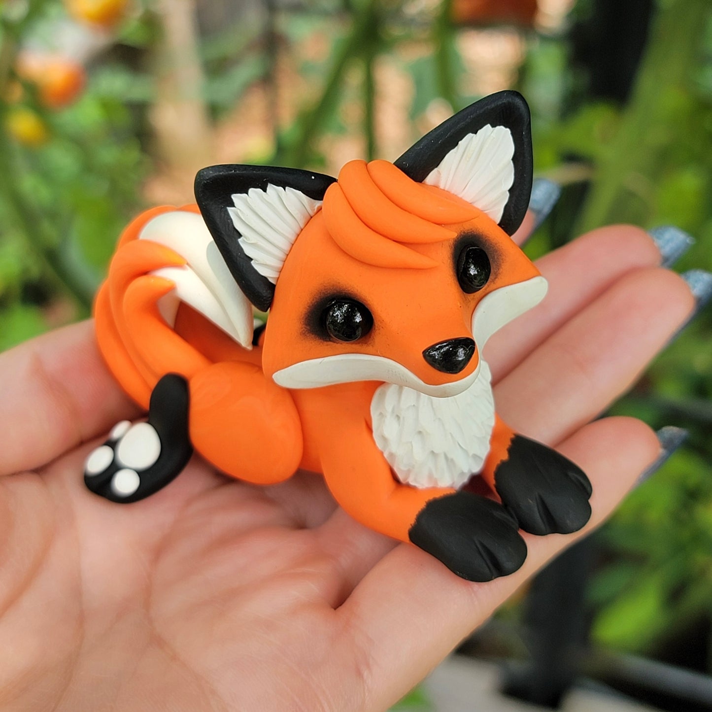 Orange Fox “Peaches”, Handmade Clay Fox
