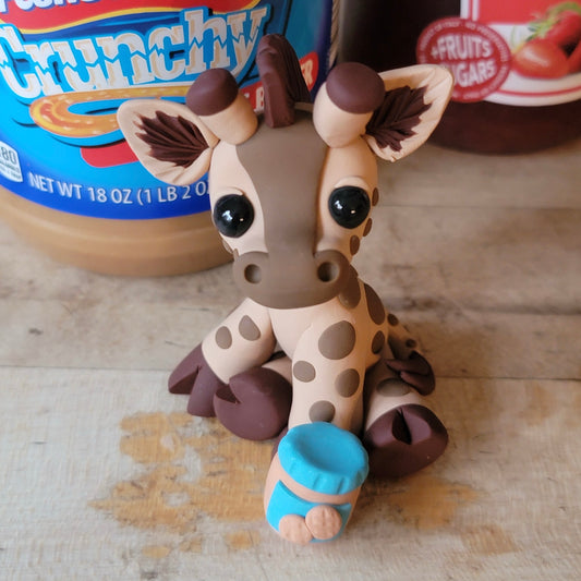 BFF Giraffes “PB”, Handmade Clay Giraffe