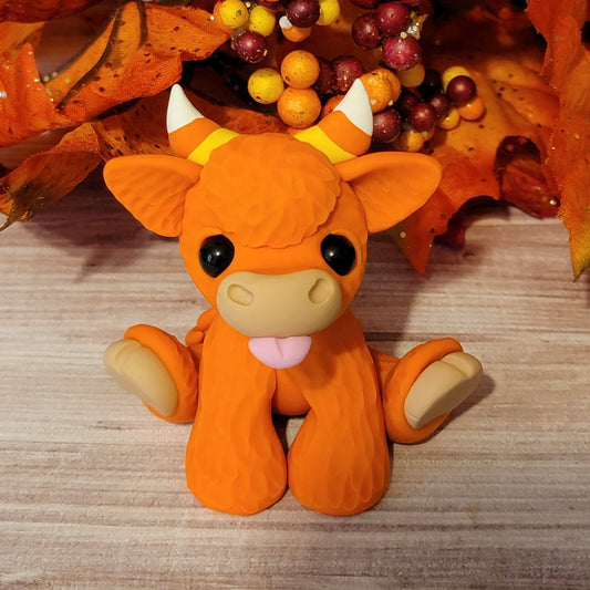 Highland Cow “Candy Corn”, Cow Sculpture