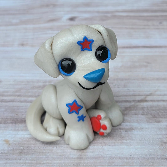 Patriotic Puppy “Stars”, Handmade Dog Sculpture
