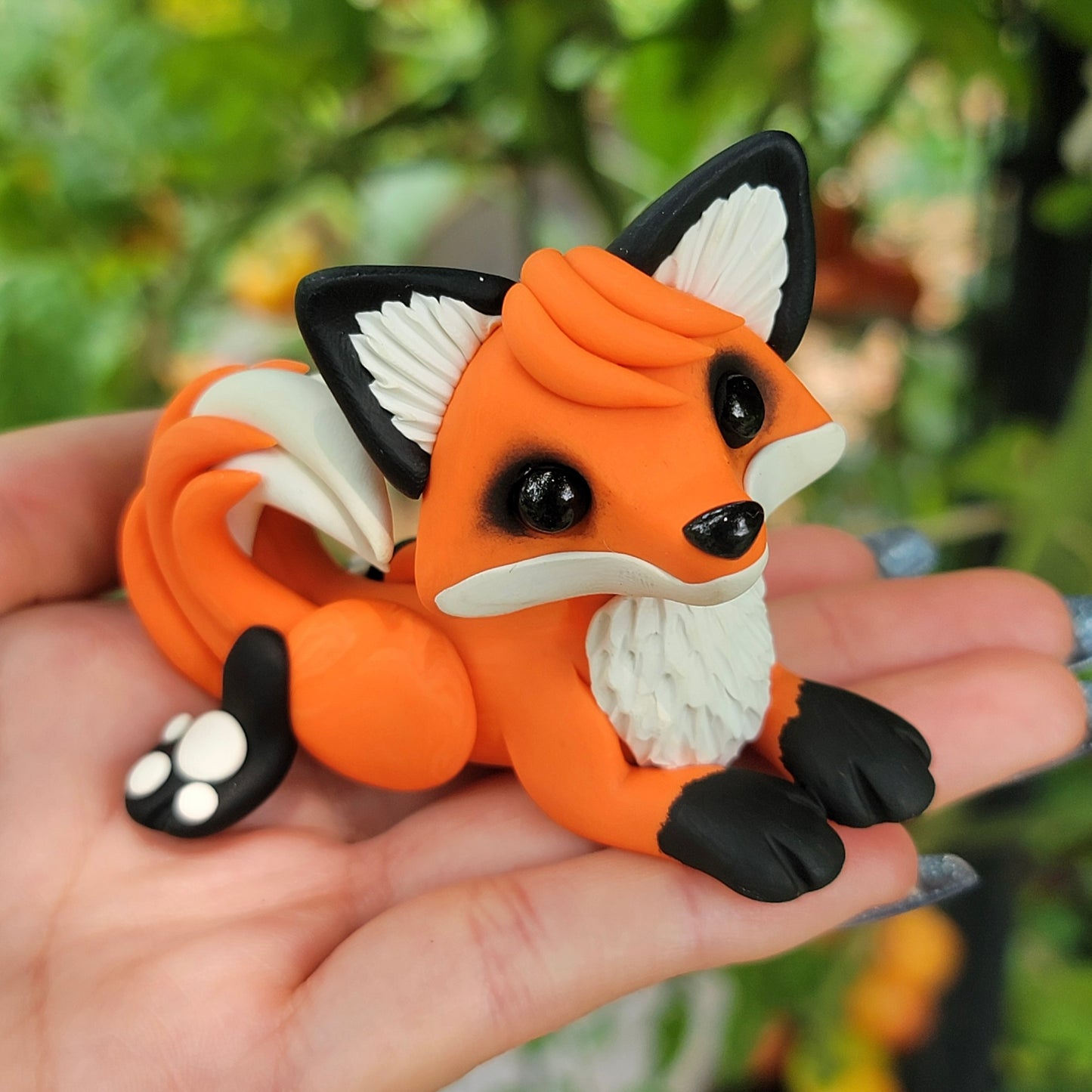 Orange Fox “Peaches”, Handmade Clay Fox