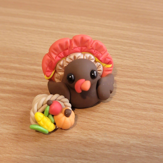Mini Thanksgiving Turkey, Handmade Clay Turkey