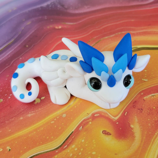 Crochet Blanket Dragon “Waffle”, Handmade Clay Dragon