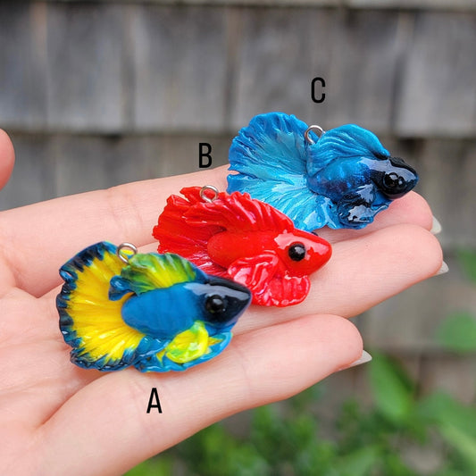 Betta Fish Charms, Clay Charm