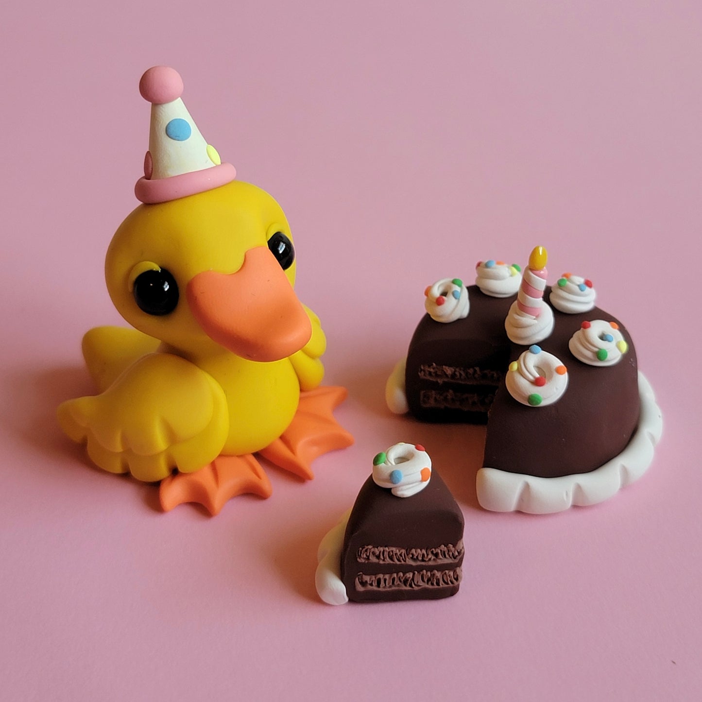 Birthday Cake Duck “Confetti”, Handmade Clay Duck
