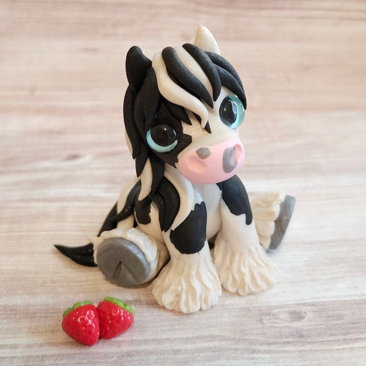 Gypsy Vanner “Strawberries”, Handmade Clay Pony