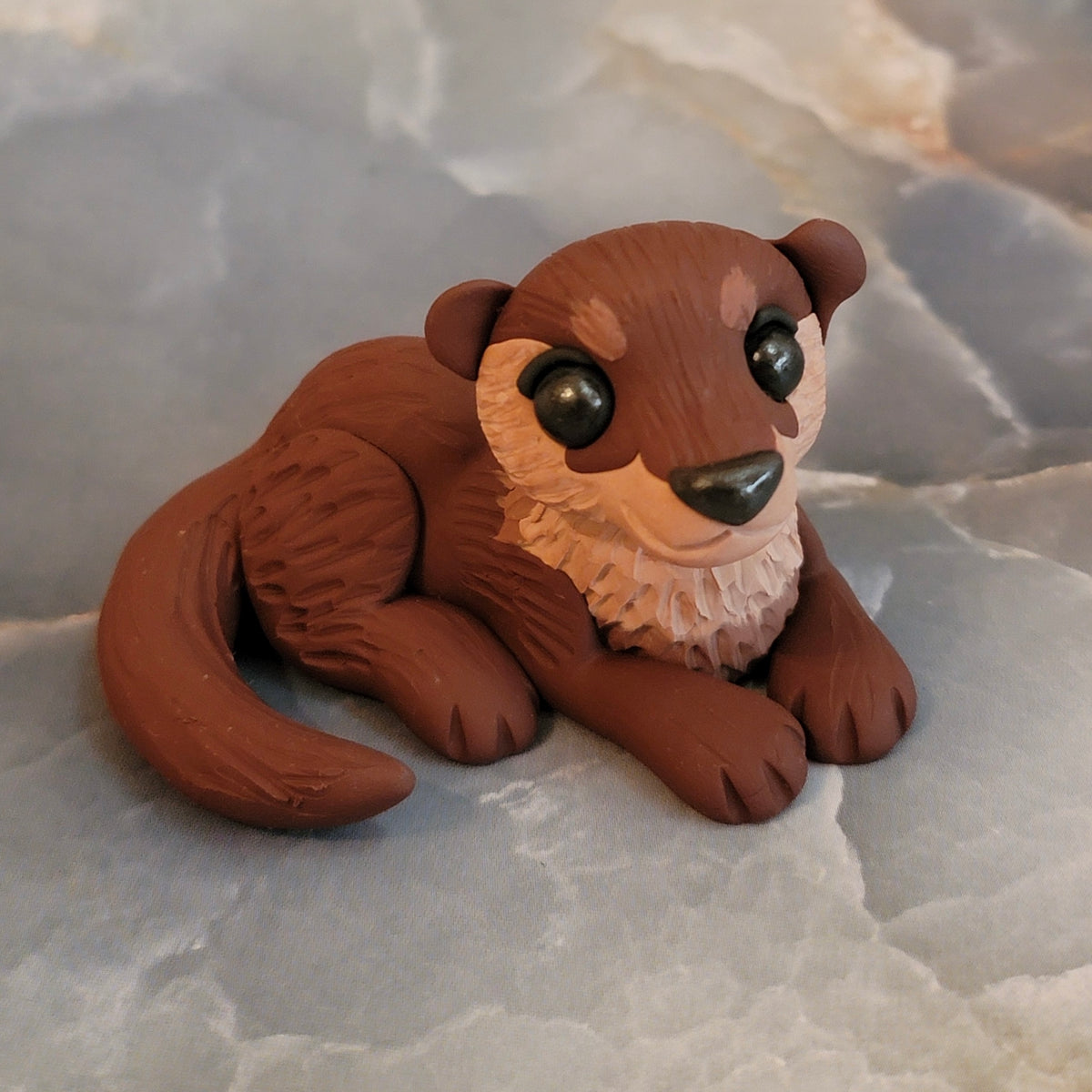 Mini River Otter “Brownie”, Handmade Clay Otter