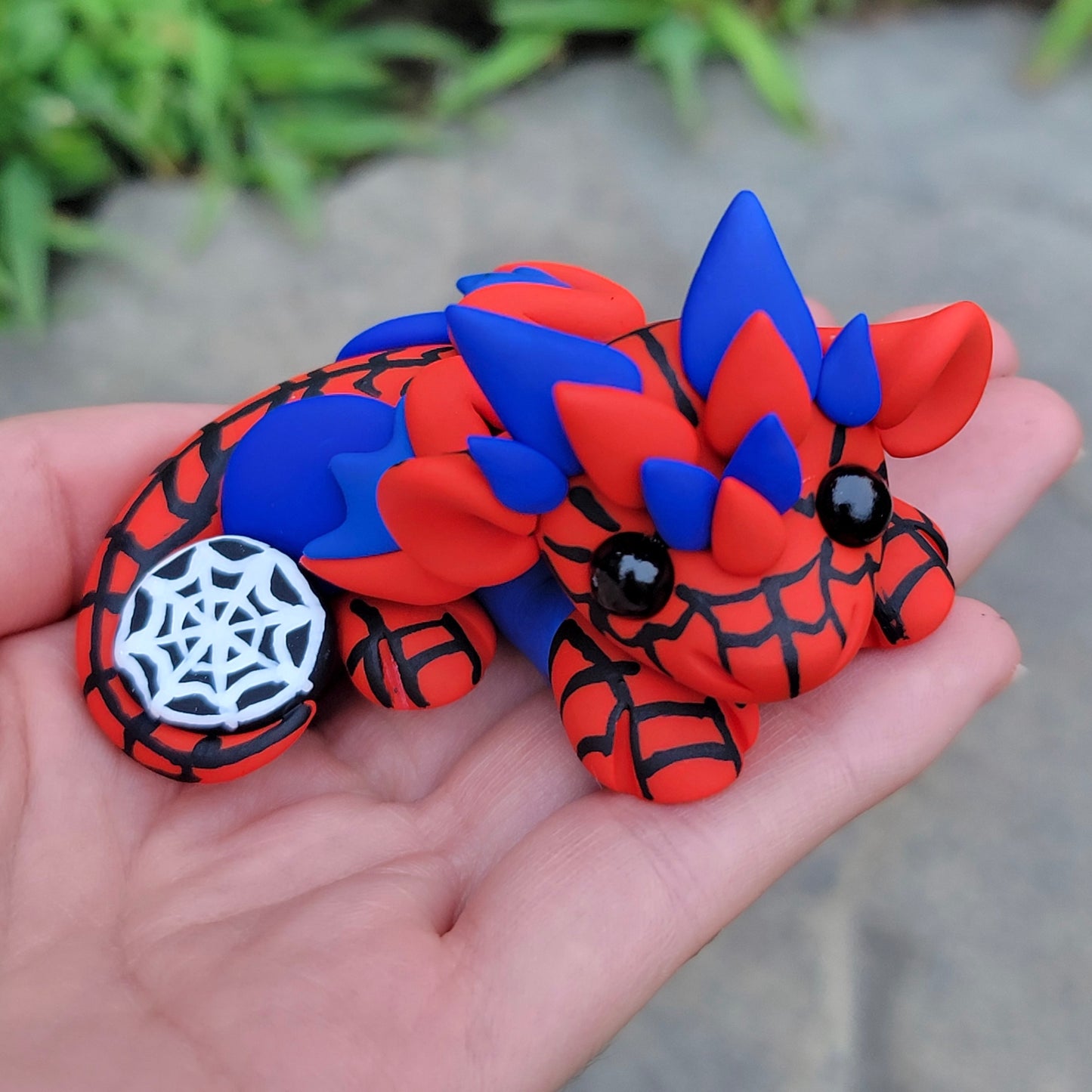 Spider-Man Inspired Dragon, Handmade Clay Dragon