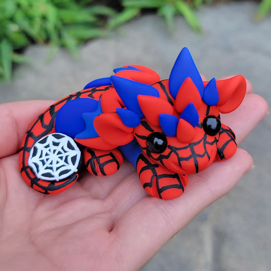 Spider-Man Inspired Dragon, Handmade Clay Dragon