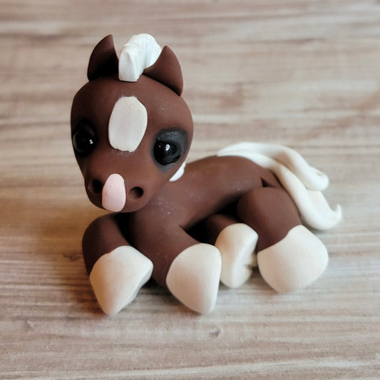 Chocolate Foal “Biscotti”, Handmade Clay Pony
