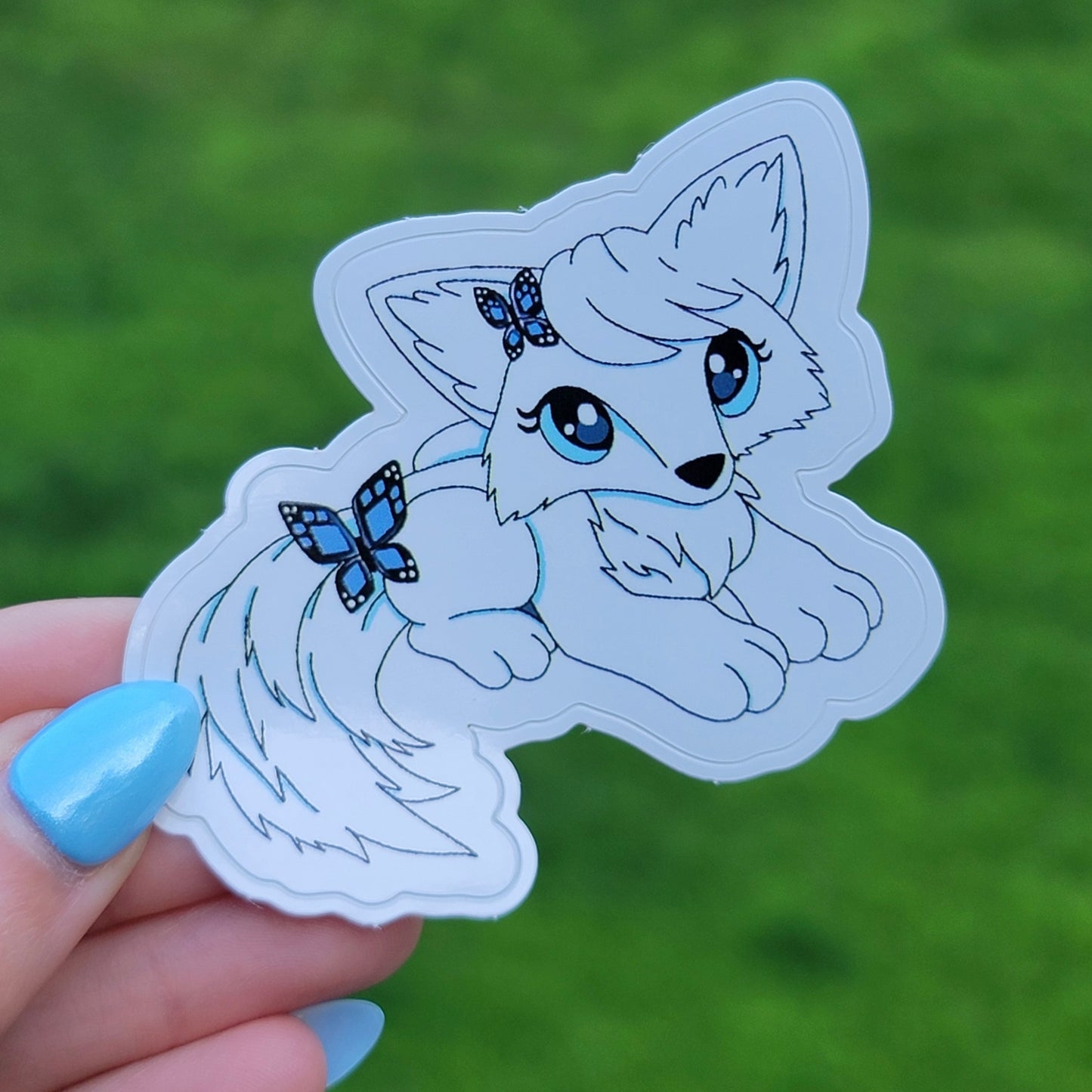 Blue Butterfly Fox Sticker