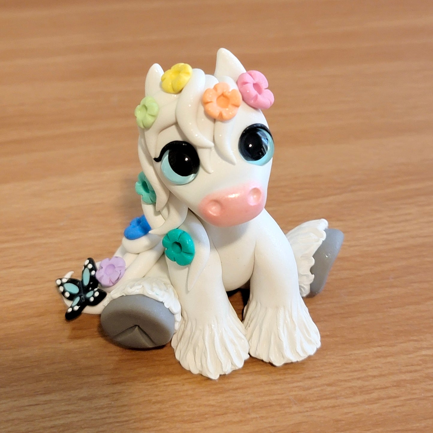 Rainbow Flower Gypsy “Spring”, Handmade Clay Pony