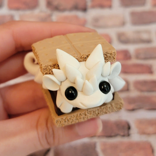 Mini Handheld S’mores Dragon #2, Handmade Clay Dragon