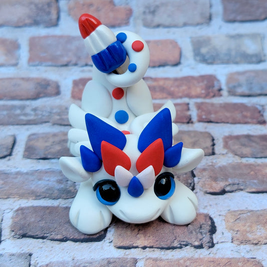 Bomb Pop Dragon “Coconut”, Handmade Clay Dragon