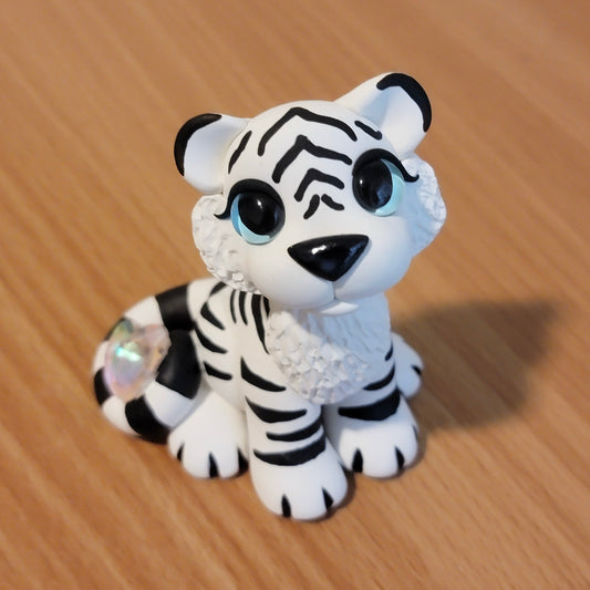 Heart Crystal Tiger “Rose”, Handmade Clay Tiger