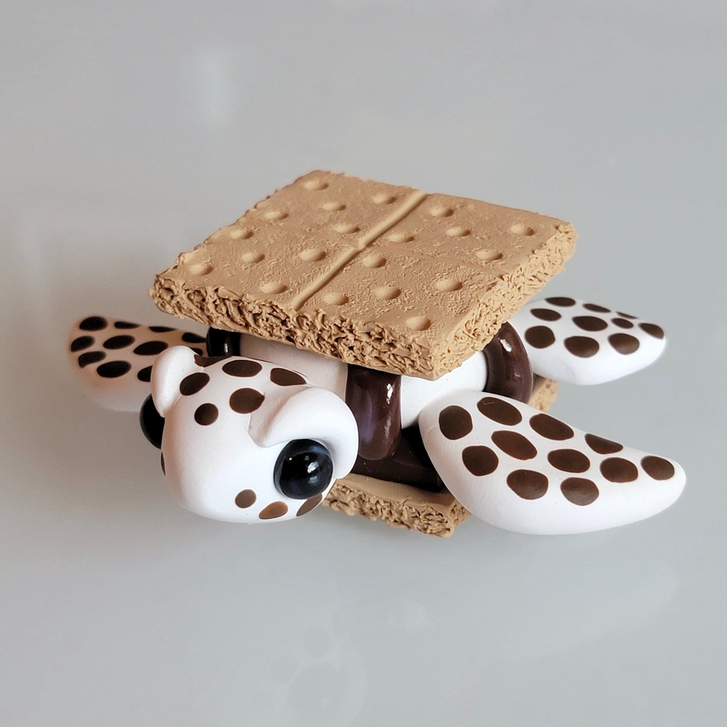 Handheld S’mores Turtle “Graham”, Handmade Clay Turtle