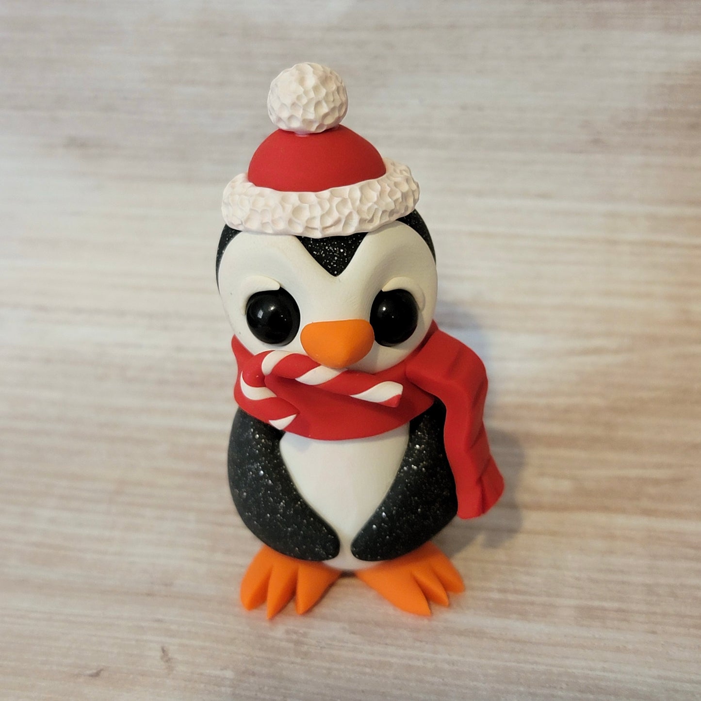 Candy Cane Penguin “Frosty”, Penguin Sculpture