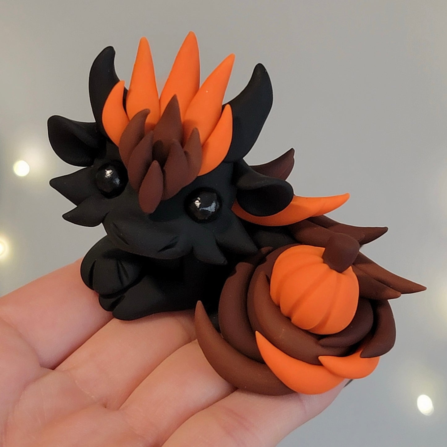 Pumpkin Oriental Dragon “Charlie”, Handmade Clay Dragon